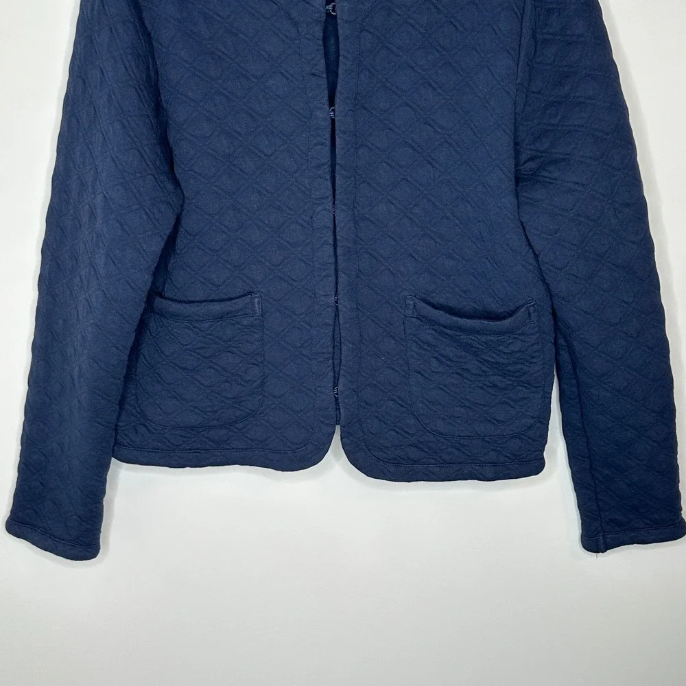 J. Crew Factory‎ Quilted Jacket Women's Medium Navy Blue Open Front Pockets Fa24 - Picture 7 of 11